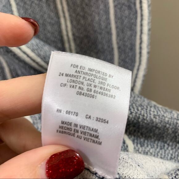 Anthropologie Maeve Wrapped Stripe Column Navy/White Sheath Dress - Picture 8 of 10